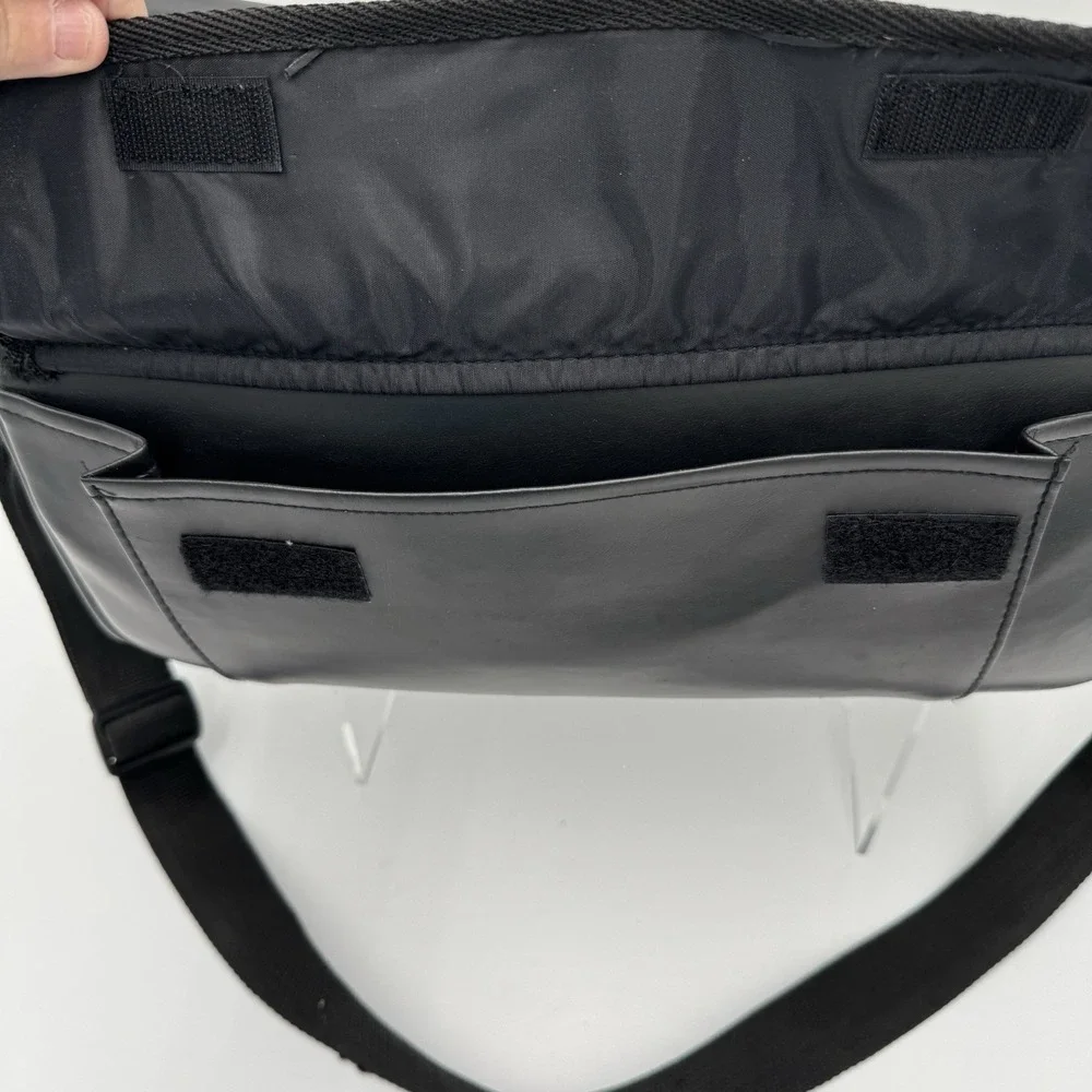 Ambico Multi-Purpose Soft Black Leather Shoulder Bag Zip-Top Large‎ Side Pocket